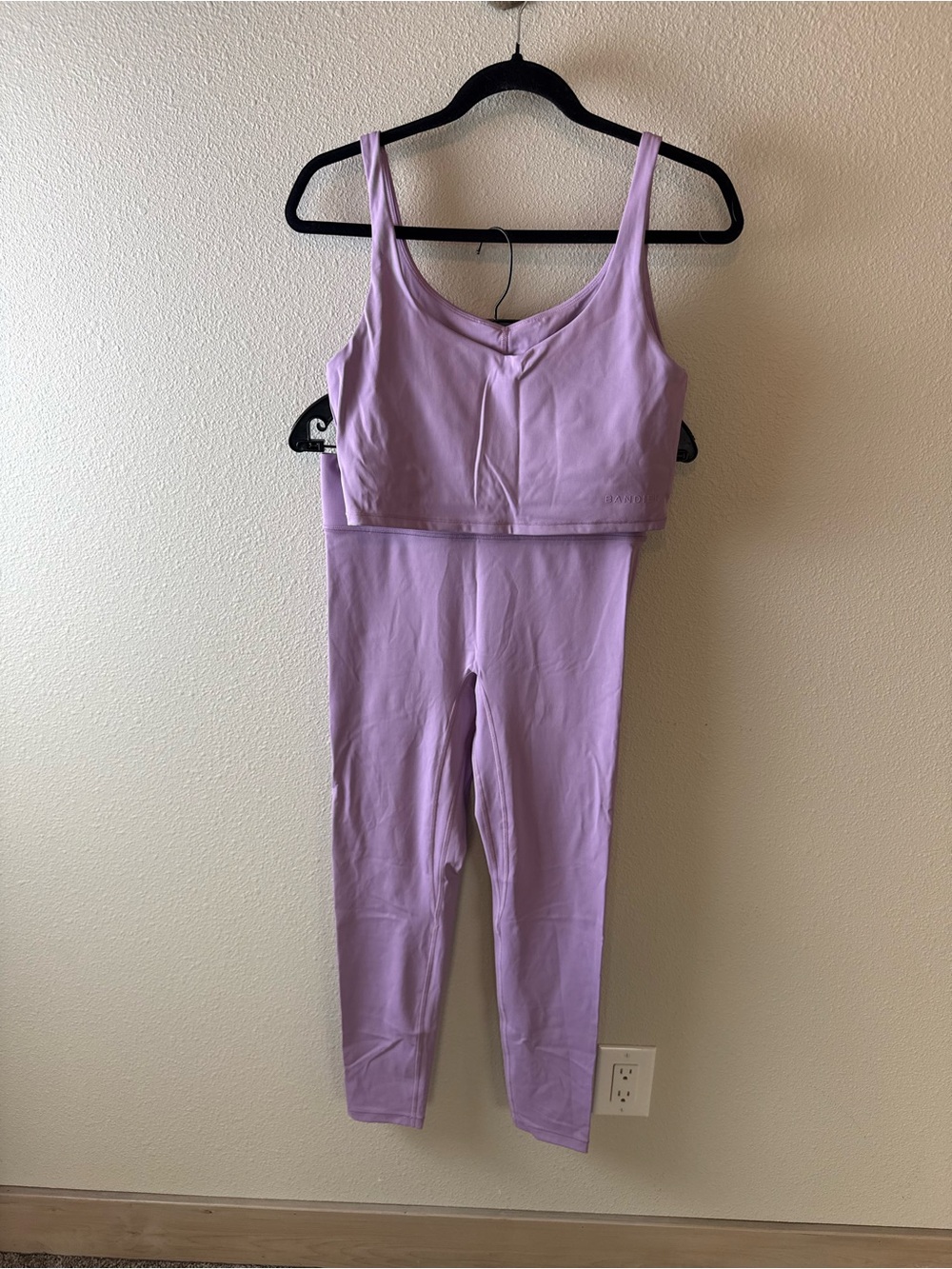 Bandier Workout Set Sports Bra & Leggings Matching Lilac Lavender Women’s Medium